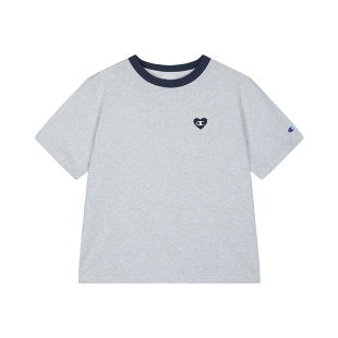 Champion冠军短袖女2026春季新款爱心logo休闲纯棉T恤正肩宽松潮