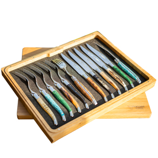 法国拉吉奥乐Laguiole en Aubrac手工制牛排西餐刀叉鹿角牛角手柄