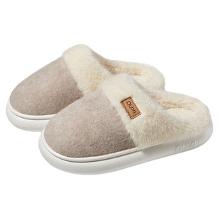 朴西新款保暖棉拖鞋女2025冬季厚软底居家防滑静音简约情侣棉拖男