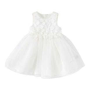 戴维贝拉女童连衣裙夏装白色礼服裙儿童网纱公主裙宝宝生日裙子