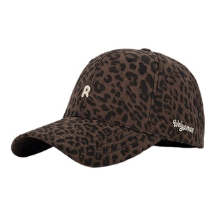 复古做旧豹纹棒球帽女加深加大大头围显脸小硬顶鸭舌帽子男春秋潮