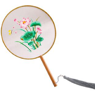 刺绣团扇diy材料包古风国潮舞蹈表演苏绣新娘出嫁结婚扇子需绣制