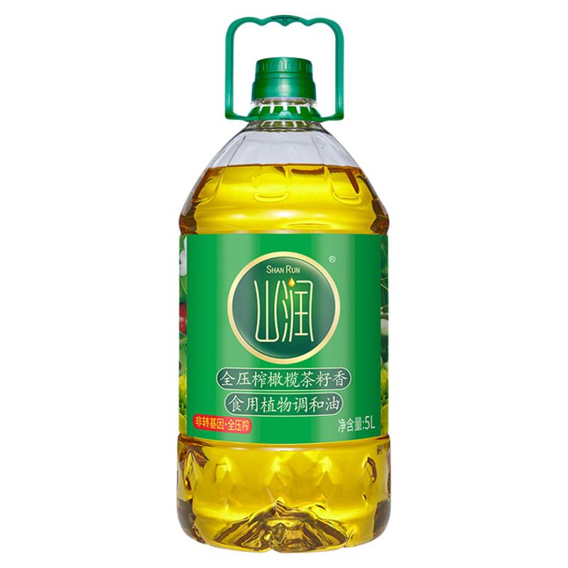 山润全压榨橄榄茶籽香食用植物调和油5L（圆瓶）家用桶装山茶籽油