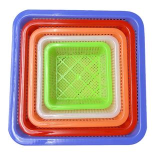 沥水篮【5个装】正方形厨房小菜篮子塑料小框子漏盆迷你收纳箩筐