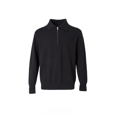 超精纺羊毛拉链保暖翻领毛衣