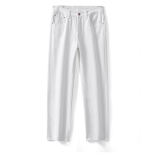 冬季白色加绒牛仔裤男士宽松直筒新款裤子男加厚纯棉男生休闲长裤