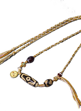 圣饰奇缘 天然真品西藏庙供院供老矿玛瑙 六眼天珠藏式风锁骨链