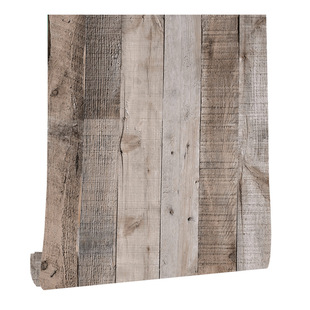 复古3D立体仿木纹木头工业风墙纸自粘饭店餐厅背景墙防水翻新贴纸