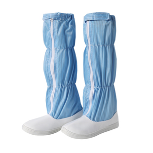 防静电无尘鞋长筒靴高筒鞋皮革面实验室洁净室车间防尘工作鞋蓝白