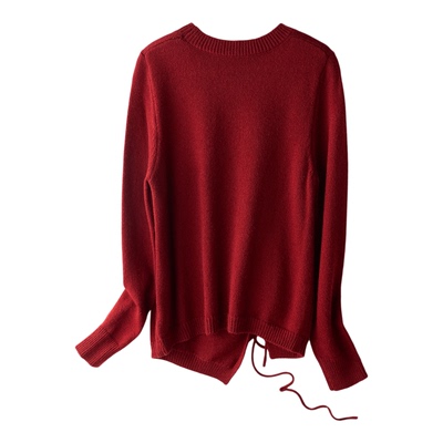 Smen诗萌不规则抽绳收腰针织上衣