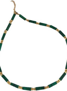 LONGBAOACC定制！复古玉石竹节造型小众设计感项链天然珍珠锁骨链