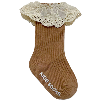 地板袜女宝宝春秋季蕾丝防滑袜子
