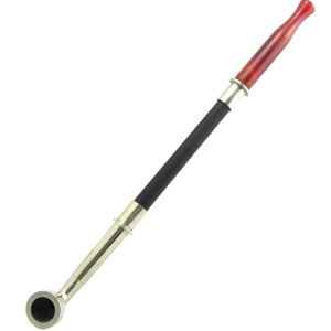 艾宝传统老式旱烟袋锅子手工白铜双档紫光檀杆长玛瑙烟嘴男士烟枪