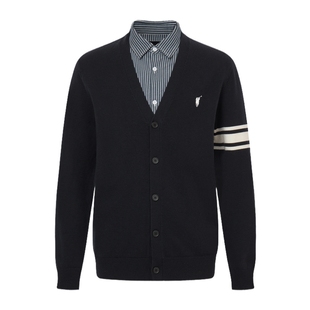 POLOWALK男式针织衫2025春季新品韩系假两件V领内搭针织开衫上衣