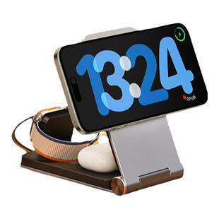 PZOZ适用苹果手机三合一无线充电器iPhone17Promax磁吸magsafe快充S11手表耳机applewatch/iwatch桌面折叠架