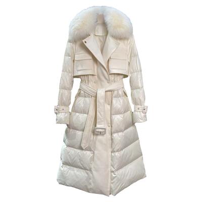 羽绒服尼丝纺中长款小个子狐狸毛