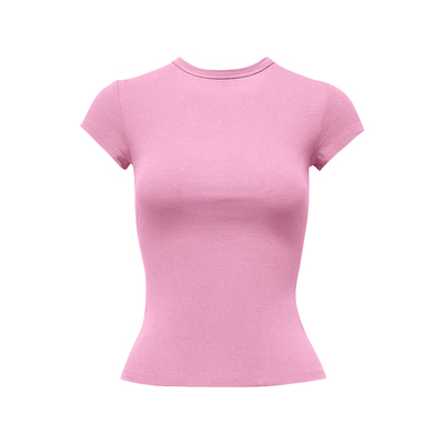 alex stevens多色正肩圆领短袖T恤女夏修身显瘦多巴胺短款小上衣