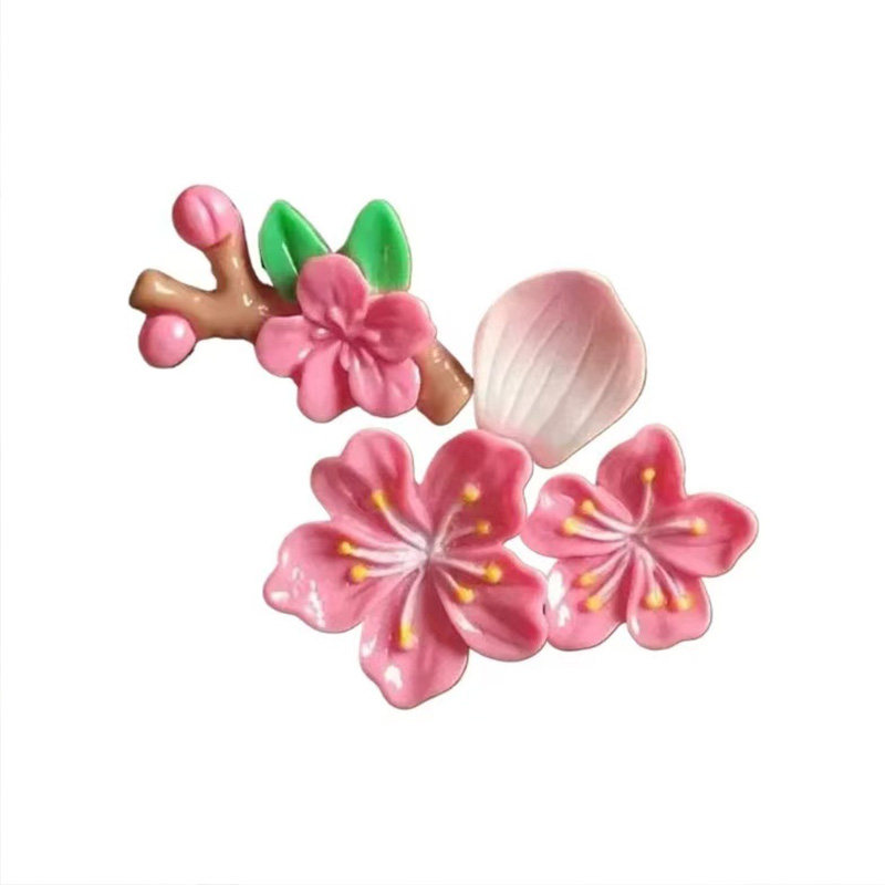 可爱桃花立体装饰贴中控屏幕摆件