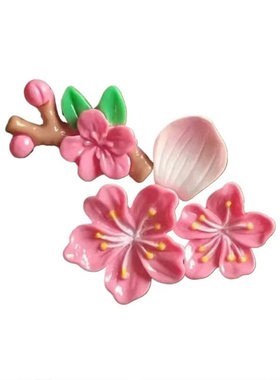 可爱桃花立体装饰贴中控屏幕摆件