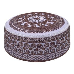 礼拜帽新款男士回回回帽回族沙特浅帽民族风回民无檐平顶绣花帽子