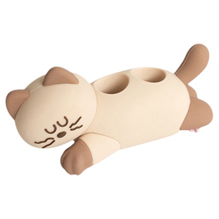 韩国romane可爱卡通猫咪牙刷架硅胶牙具文具收纳座卫生间置物架