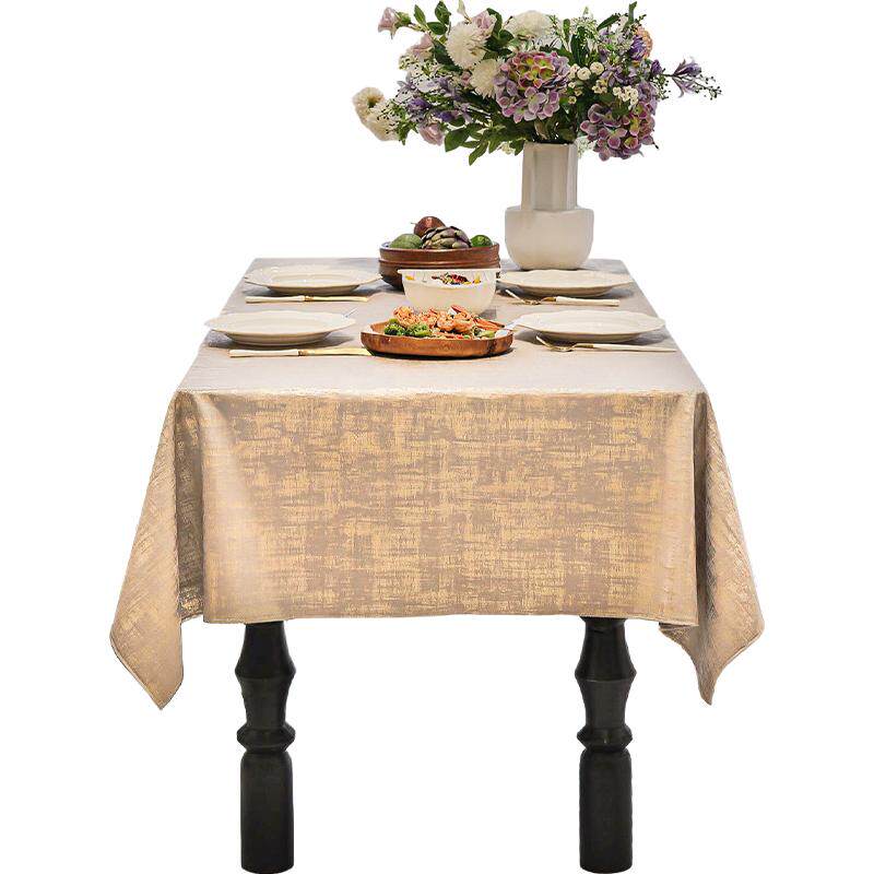 轻奢高级桌布防水抗菌Miss Peony法式新年烫金丝绒茶几餐桌垫台布