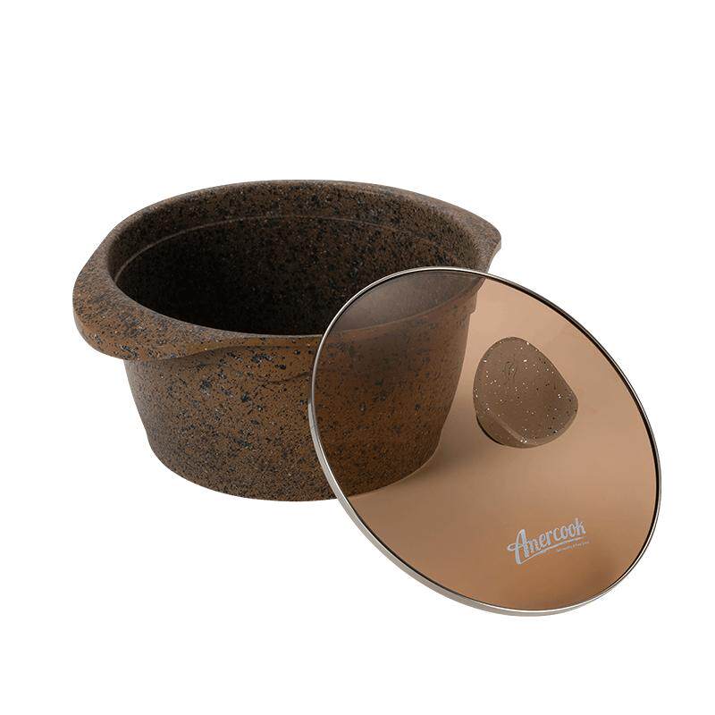 Amercook阿尔菲塔花岗岩钛锅蒸锅煲汤煮面汤锅炖锅燃气电磁炉通用