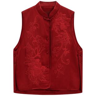 EXCEPTION例外女装新年马甲刺绣花工艺盘扣立领新中式马夹外套女