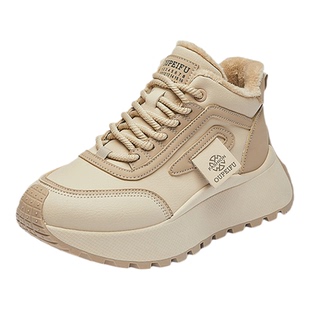 回力棉鞋踩屎感厚底时尚运动鞋女冬季加绒保暖真皮防滑休闲高帮鞋