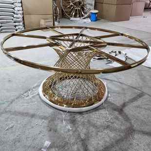 现代简约不锈钢婚庆餐桌国外酒店宴会桌子不锈钢小蛮腰鸟巢桌