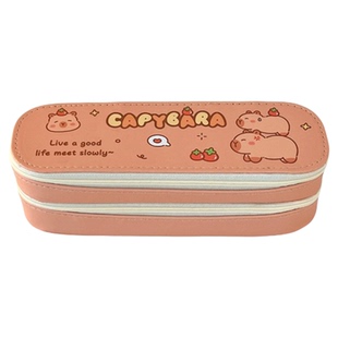 卡皮巴拉笔袋可爱双层大容量文具袋学生上学笔盒水豚铅笔盒男女生