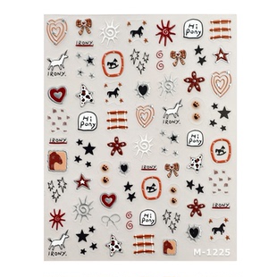 茉季ins风pony小马爱心星星烫银美甲贴纸防水指甲贴装饰饰品M1225