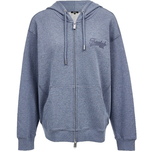 ONLY2025冬季新款慵懒风连帽宽松落肩双向拉链设计长袖卫衣女