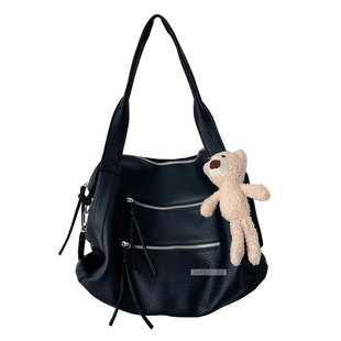 秋冬软皮包包女大容量单肩托特包质感通勤手提复古轻奢百搭黑色潮