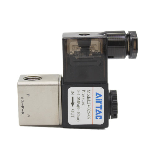 亚德客2V025-08-06二位二通24v一进一出电磁阀220V控制阀气动水阀