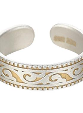 吴越老银铺足银999云海纹戒指开口可调节指环民族风新中式高级