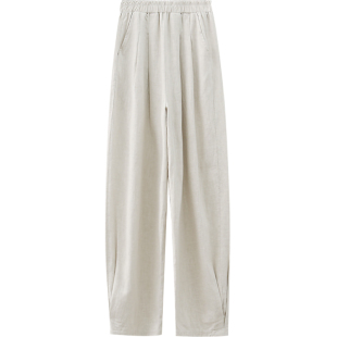 亚麻灯笼裤女春秋2025年新款宽松复古太极裤高端棉麻裤高腰萝卜裤