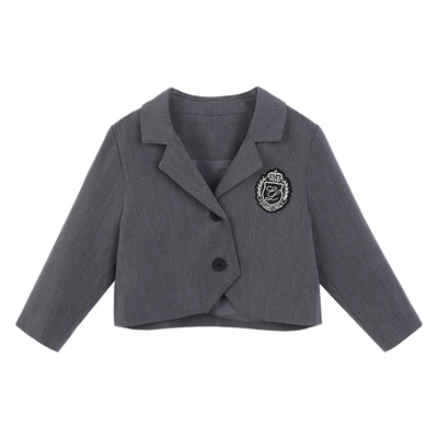 陈大猪小O宝 女宝宝学院风套装女三件套上学春季新款婴儿套装