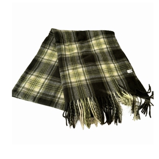 2025新款绿色复古格子围巾女款秋冬季百搭高级感披肩加厚保暖围脖