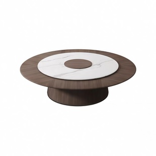 现代极简酒店轻实木板电动餐桌大圆桌别墅会所餐厅大理石宴会桌椅