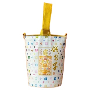 杭州灵隐钱袋子桶包官方斜跨包包女白三彩好运招财闺蜜节日礼物