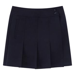 出逃赤岗西 侧开拉链假两件挺括百褶短裙女简约中腰a字全棉半身裙