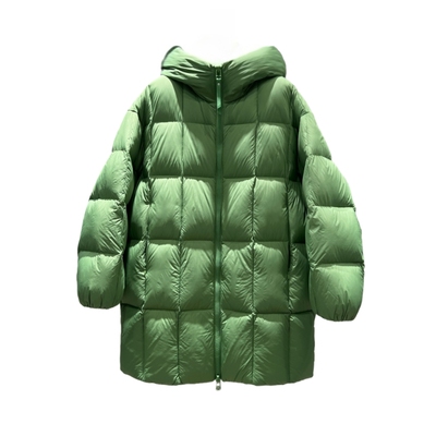 无胆直充90白鸭绒连帽高充绒中长款保暖羽绒服女2025冬季新品外套