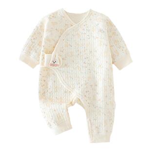 新生儿衣服空气层夹棉婴儿连体衣秋冬季薄棉保暖纯棉连身衣哈衣