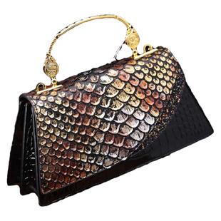 送闺蜜礼物女士真皮手提包2023新款时戴妃鳄鱼纹牛皮包斜挎大包