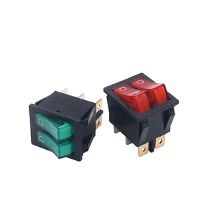 船型开关KCD2-202N双路6脚2档六脚两带灯线电源按键翘板船形按钮