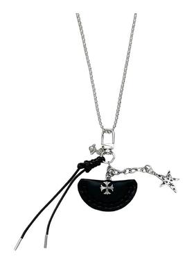 美拉德复古皮质爱心十字架吊坠