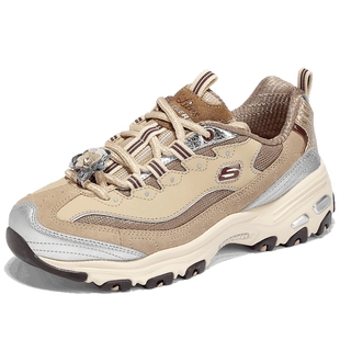 斯凯奇熊猫鞋秋冬季新款女鞋厚底增高休闲鞋银色老爹鞋时尚运动鞋