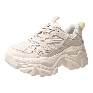 贝贝女2026新款夏季时尚舒适潮流百搭透气薄款厚底增高运动老爹鞋