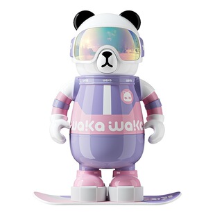 WAKAWAKA滑雪能量熊猫吸管保温杯男女生手办不锈钢水壶儿童吸管杯